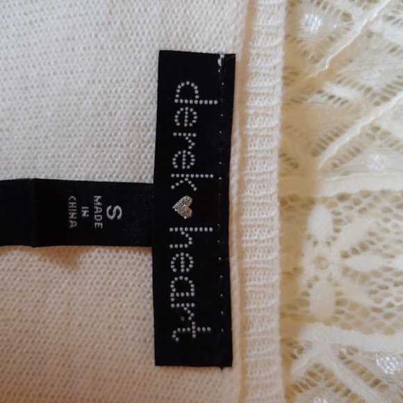 Derek Heart long sleeve crew neck sweater lace side & bottom/size S/cream - Picture 7 of 7